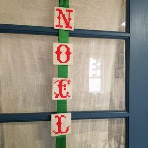 Vintage Noel Christmas ribbon wall hanging